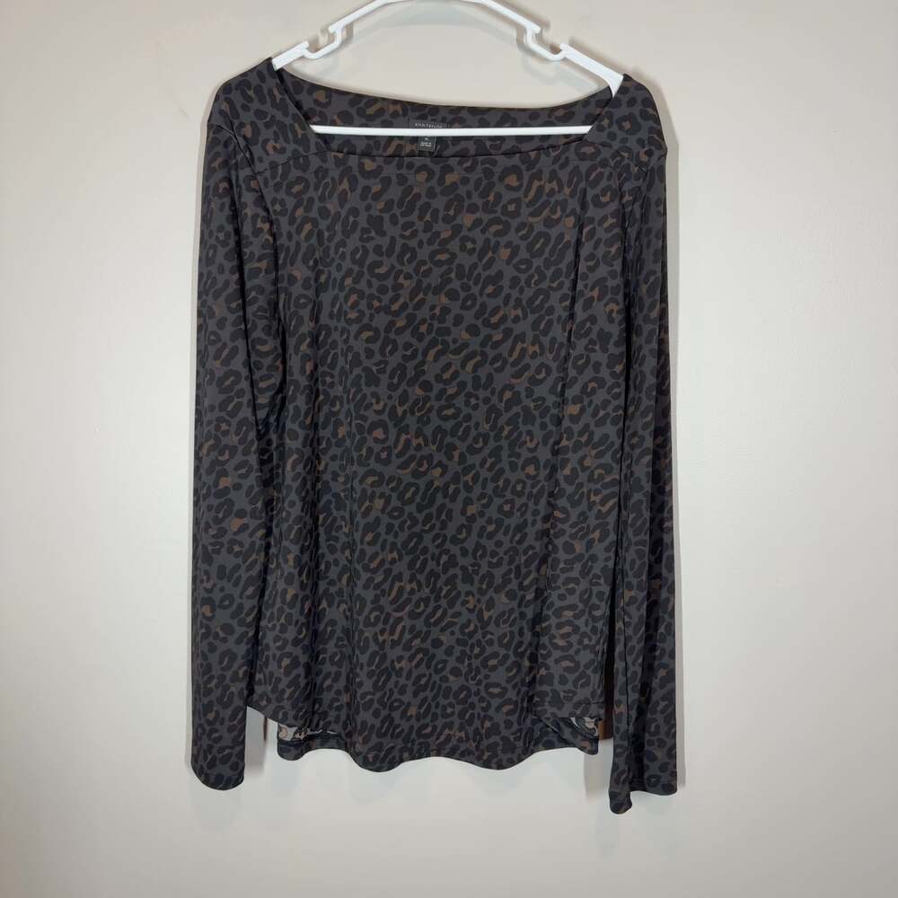 Ann Taylor Leopard Print Long Sleeve Top Womens Size XL Soft Stretch